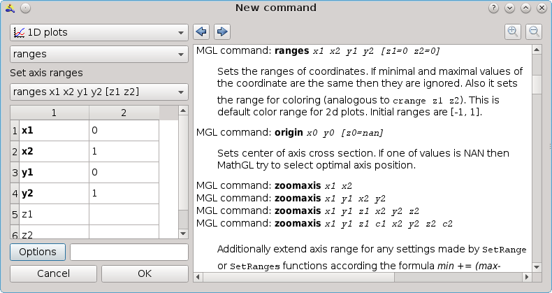 New command dialog